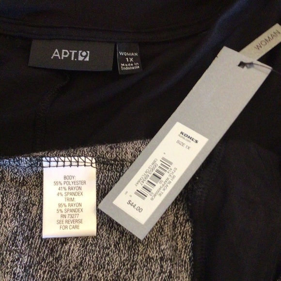 Apt.9 Womens Gray & Black Open Front Cardigan Sweater Size 1X - Picture 6 of 7